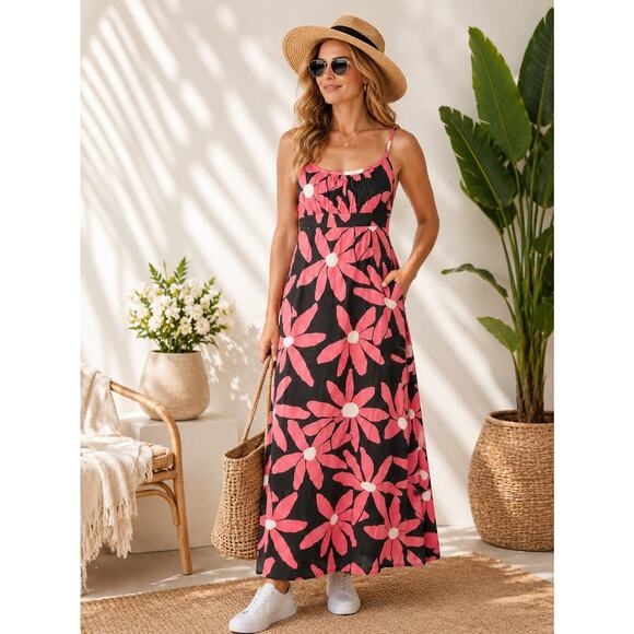 Boden Dresses & Skirts - Boden 100% Cotton Floral Maxi Dress Fully Lined Adjustable Strap 6L NWOT